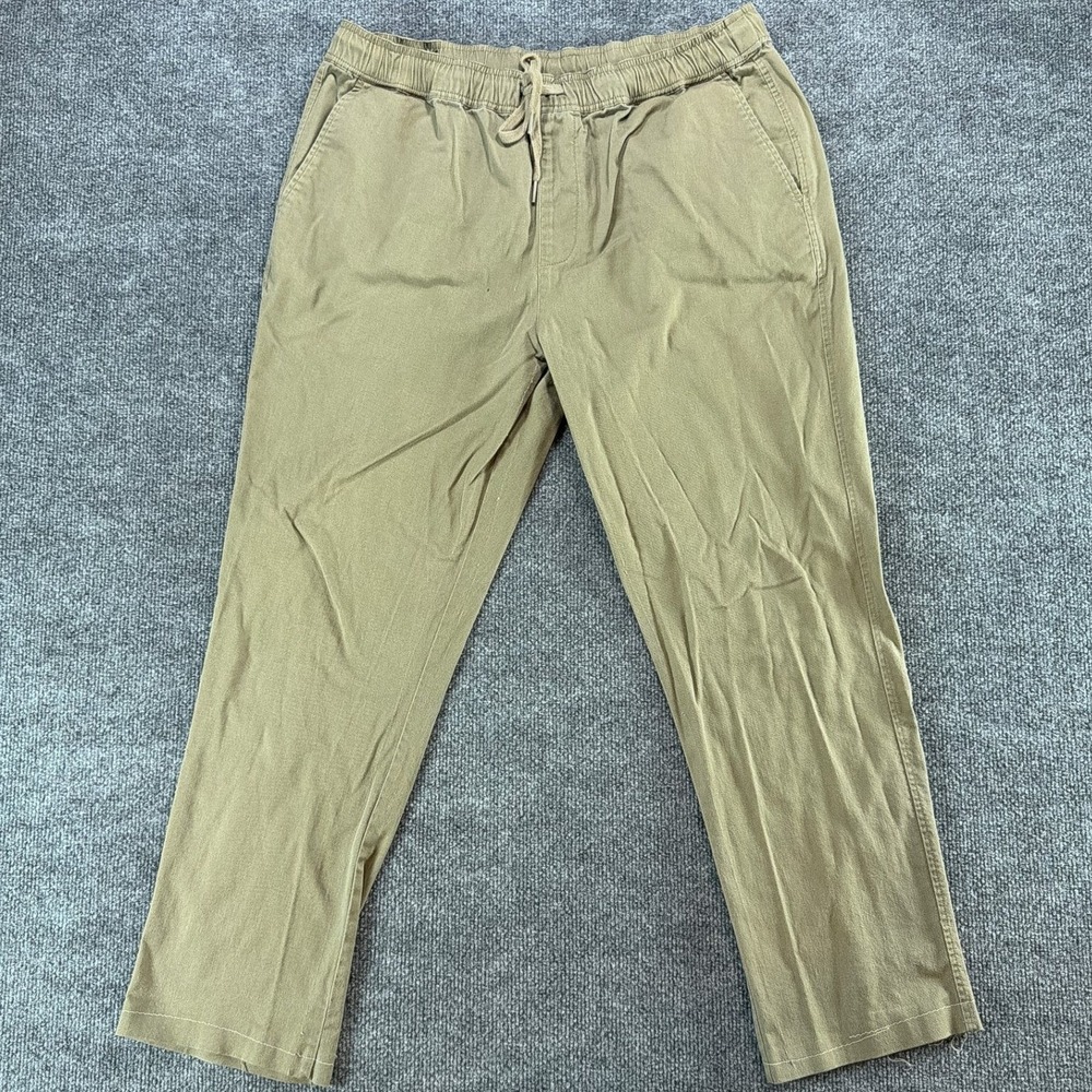 RVCA Mens Weekend Fit Elastic Waist Drawstring Khaki Pants Tan XL Custom Hem